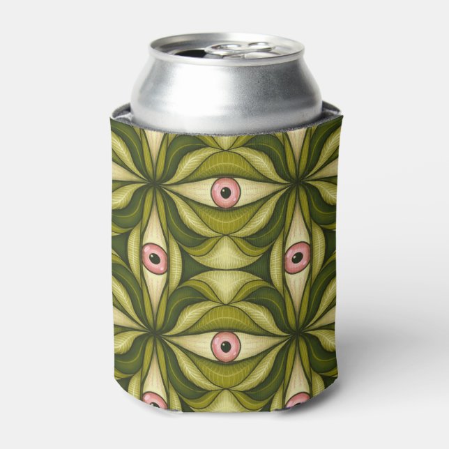 Rafraîchisseur Pour Canette Quirky Rose Eyes Et Vert Botanical Motif (Can devant)
