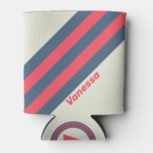 Rafraîchisseur Pour Canette Rayures de Retro Yacht Club avec nom