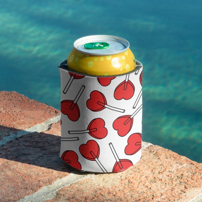 Rafraîchisseur Pour Canette Red Lollipops, Heart Lollipops, Lollipop Pattern (Piscine in situ)