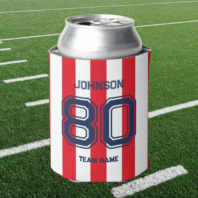 Rafraîchisseur Pour Canette Red & Navy Sports Team Nom personnalisé Numéro d'é (Créateur téléchargé)