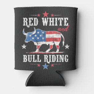 Rafraîchisseur Pour Canette Red White et Bull Riding American Cowboys