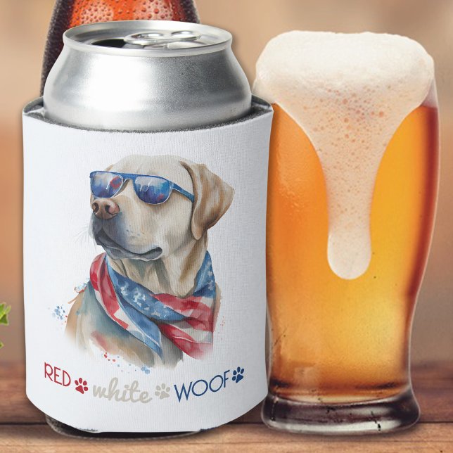 Rafraîchisseur Pour Canette Red White Woof Patriotic Labrador 4 juillet (Créateur téléchargé)