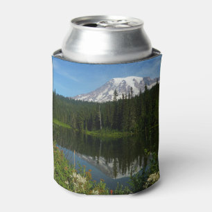 Rafraîchisseur Pour Canette Reflet du lac du mont Rainier avec des fleurs sauv