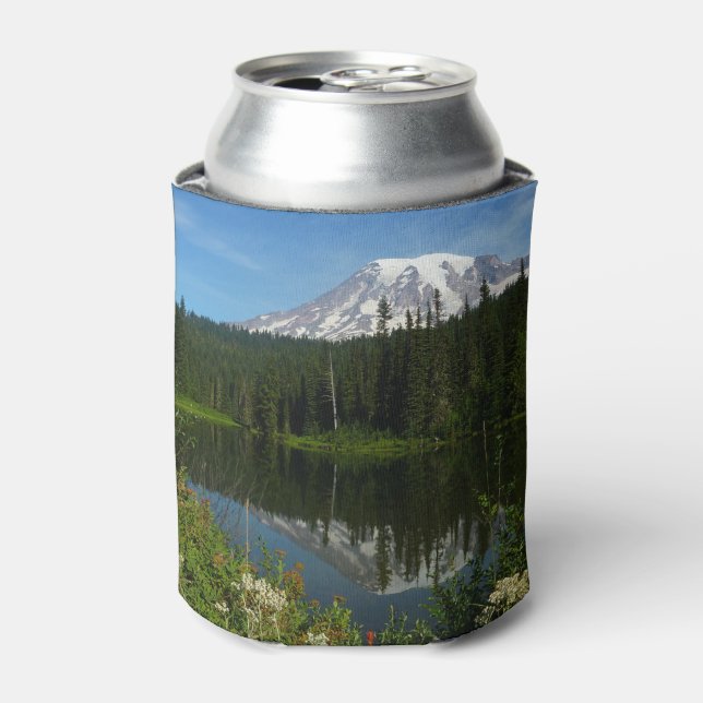 Rafraîchisseur Pour Canette Réflexion du lac Rainier avec Fleurs sauvages (Can devant)