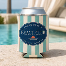 Refroidisseur de canette rayé Cabana sarcelle Beac