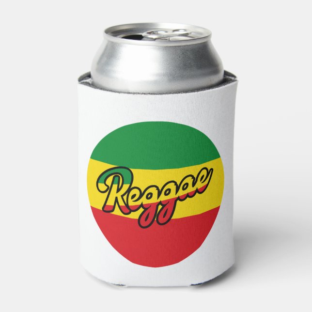 Rafraîchisseur Pour Canette Reggae Musique avec couleurs du drapeau reggae (Can devant)