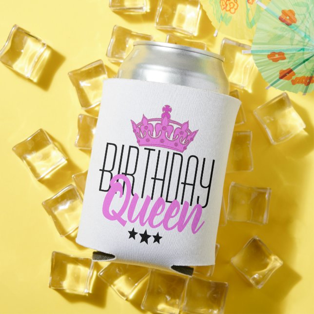 Rafraîchisseur Pour Canette Reine d'anniversaire et Couronne rose (Été in situ)