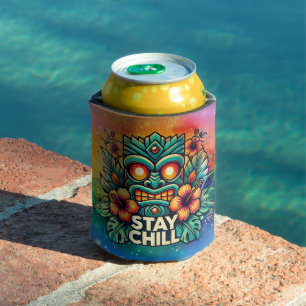 Rafraîchisseur Pour Canette Restez Chill Tiki Can Cooler - Détecteur Tropical