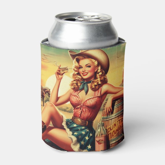Rafraîchisseur Pour Canette Retro Cute Cowgirl (Can devant)