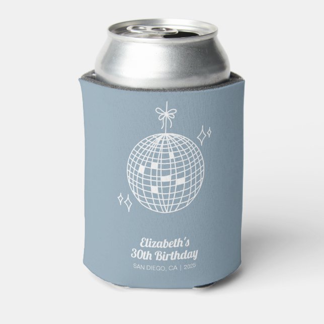 Rafraîchisseur Pour Canette Retro Dusty Blue Disco Ball Anniversaire Personnal (Can Dos)