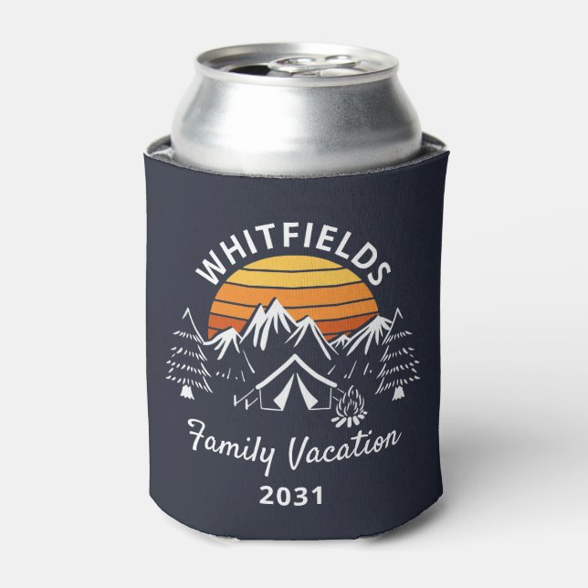 Rafraîchisseur Pour Canette Retro Famille Camping vacances Nom personnalisé (Can devant)