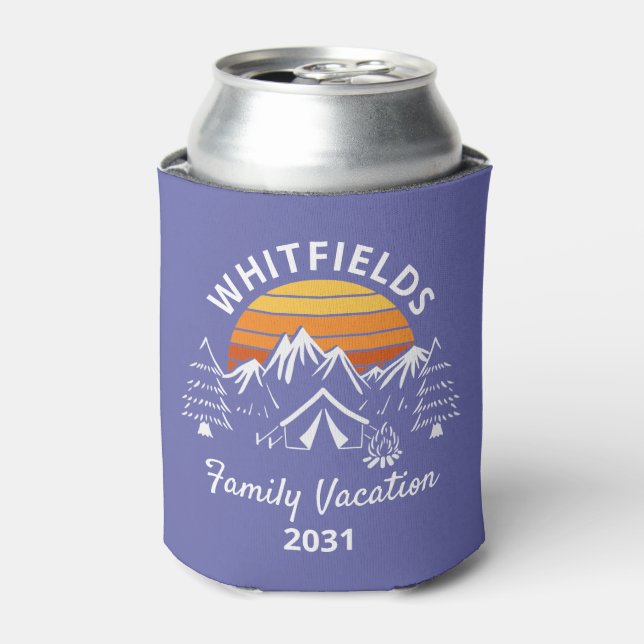 Rafraîchisseur Pour Canette Retro Famille Camping vacances Nom personnalisé (Can devant)