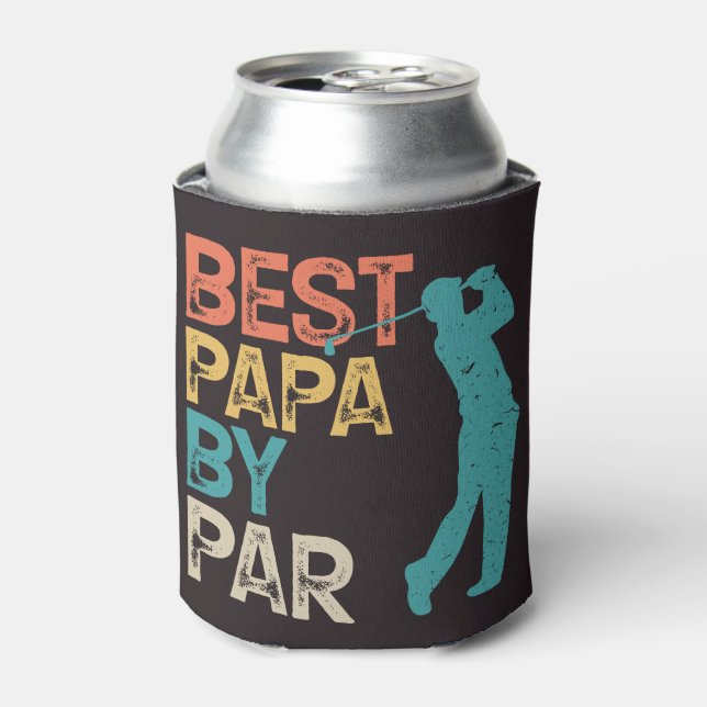 Rafraîchisseur Pour Canette Retro Golfer - Best Papa By Par (Can devant)