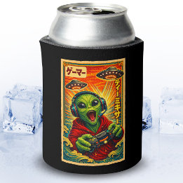 Rafraîchisseur Pour Canette Rétro Japonais Vintage OVNI Alien Drôle Gamer