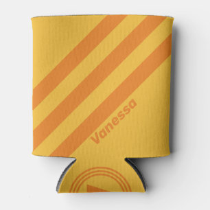 Rafraîchisseur Pour Canette Rétro Orange Groove Trois Bandes avec Nom