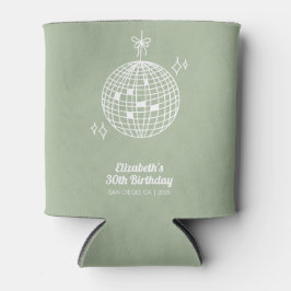 Rafraîchisseur Pour Canette Retro Sage Green Disco Ball Anniversaire Personnal