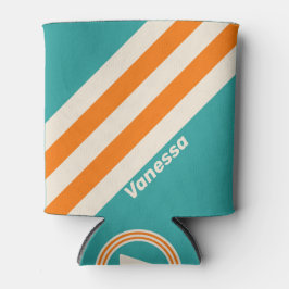 Rafraîchisseur Pour Canette Retro Sea Breeze Vibe Stripes with Name