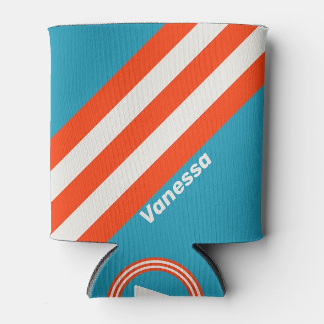 Rafraîchisseur Pour Canette Retro Sunset Tide Rush Stripes with Name (Devant)