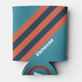 Rafraîchisseur Pour Canette Retro Teal Splash Stripes with Name