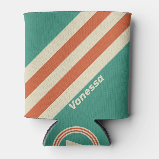 Rafraîchisseur Pour Canette Retro Timeless Stripes with Name (Devant)
