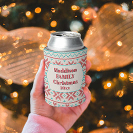 Rafraîchisseur Pour Canette Retro Ugly Christmas Sweater Snowflakes White