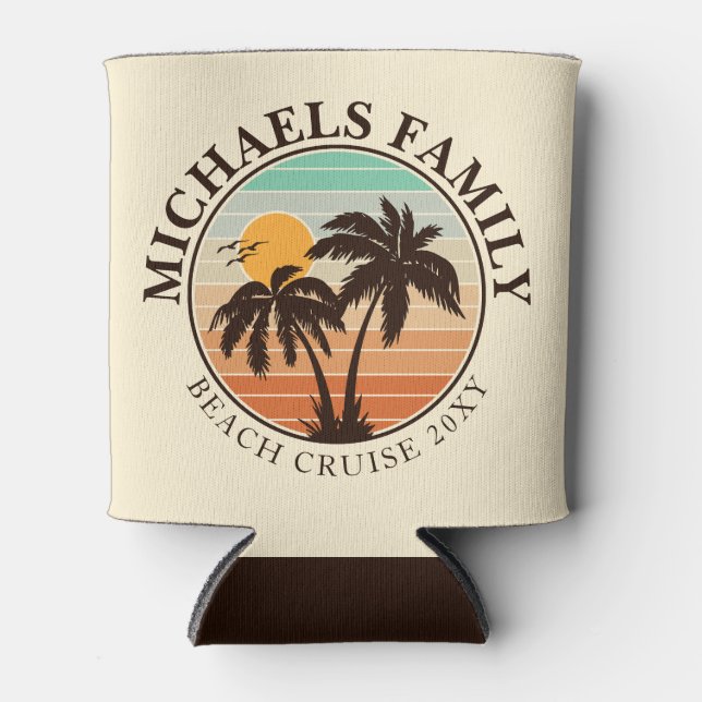 Rafraîchisseur Pour Canette Réunion en famille Summer Sunset Beach Palm Trees  (Devant)