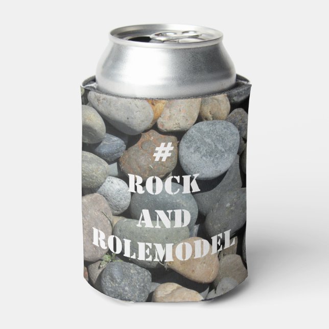Rafraîchisseur Pour Canette #RockandRolemodel - Blanc sur Rocks modifiable. (Can devant)