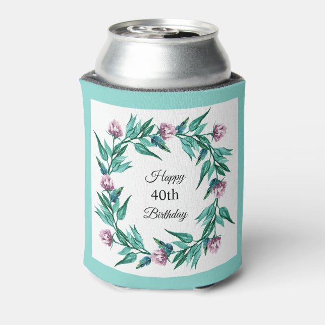 Rafraîchisseur Pour Canette Romantique Feminine Floral 40e anniversaire (Can Dos)