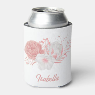 Rafraîchisseur Pour Canette romantique rose & blanc fleurs mariage