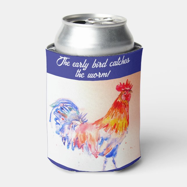 Rafraîchisseur Pour Canette Rooster Aquarelle Poulet Oiseau Cockerel Farm (Can devant)