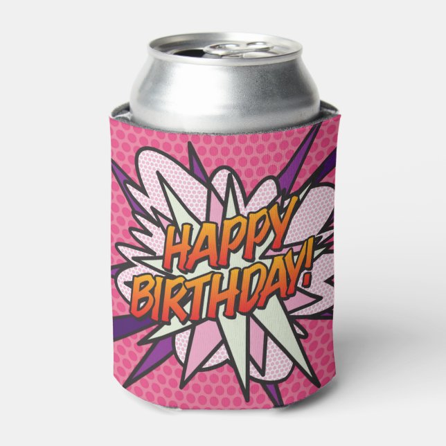 Rafraîchisseur Pour Canette Rose Fun Girly HAPPY ANNIVERSAIRE (Can devant)