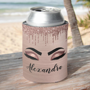 Rafraîchisseur Pour Canette Rose Gold Glitter Sparkle Eyelashes Monogram