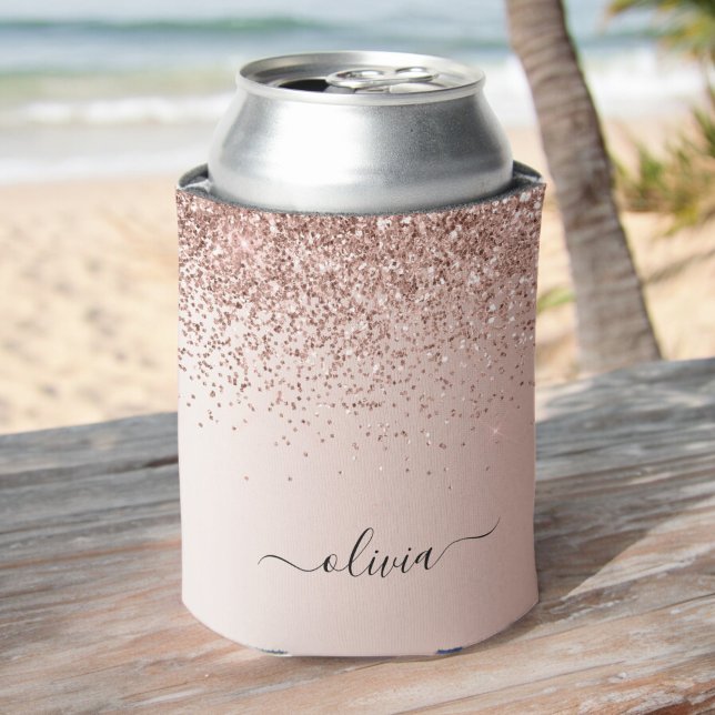 Rafraîchisseur Pour Canette Rose Gold - Parties scintillant rose pâle Monogram (Créateur téléchargé)
