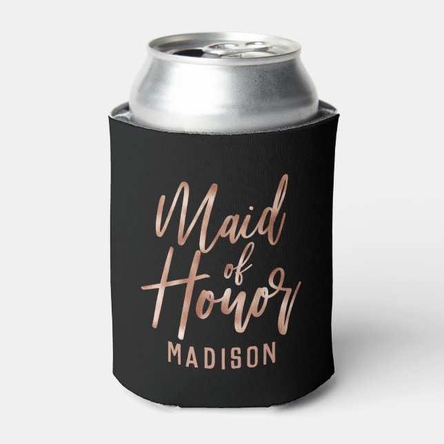 Rafraîchisseur Pour Canette Rose Gold Typographie moderne Mariage Maid of Hono (Can devant)
