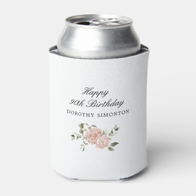 Rafraîchisseur Pour Canette Rose rose Dusty Floral 90e anniversaire (Can devant)