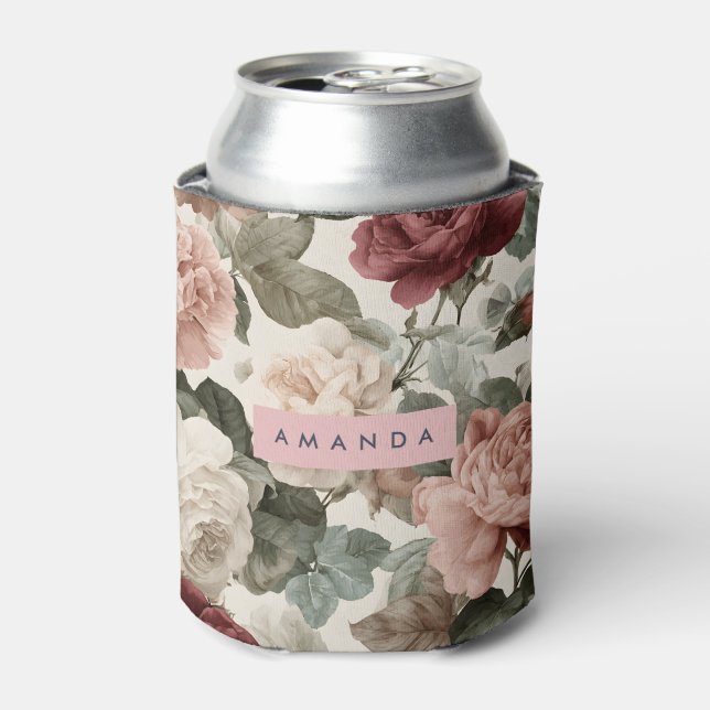 Rafraîchisseur Pour Canette Roses victoriens élégants personnalisés en Blush (Can devant)
