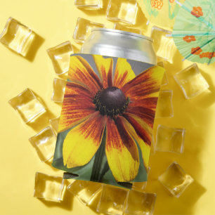 Rafraîchisseur Pour Canette Roudbeckia floral jaune et bronze