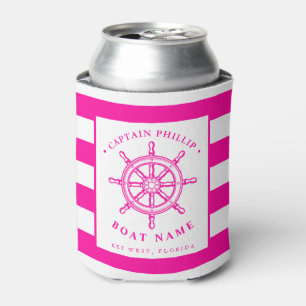 Rafraîchisseur Pour Canette Roue de gouvernail du capitaine de bateau rose cha