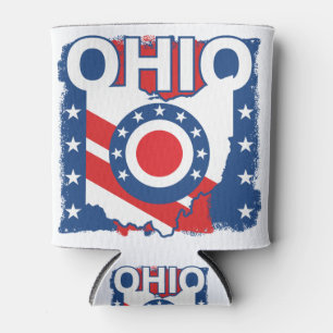 Rafraîchisseur Pour Canette Rouge blanc et bleu Patriotique Grunge Ohio