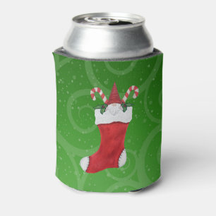 Rafraîchisseur Pour Canette Rouge blanc Noël Stocker Gnome Holly Green