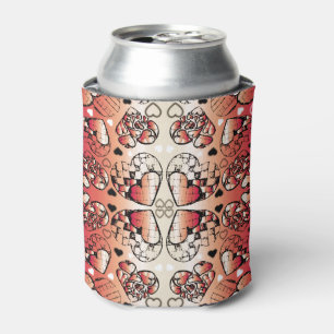Rafraîchisseur Pour Canette Rouge et blanc Whimsical Romantic Hearts motif