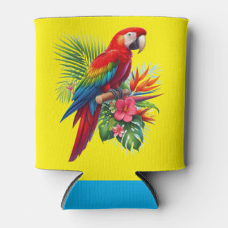 Rafraîchisseur Pour Canette Rouge macaw tropical floral