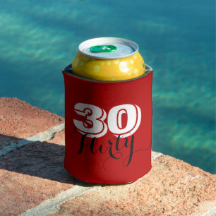 Rafraîchisseur Pour Canette Rouge moderne Blanc 30 & FLIRTY Anniversaire CHEER
