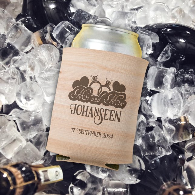 Rafraîchisseur Pour Canette Rustic Mr et Mme Country Wood Mariage élégant (Créateur téléchargé)