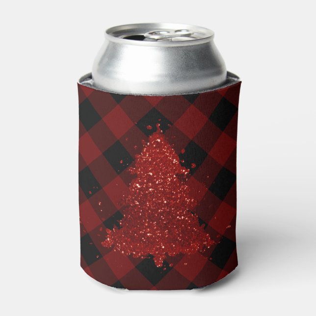 Rafraîchisseur Pour Canette Rustic Red Christmas Tree Modern Buffalo Plaid (Can devant)
