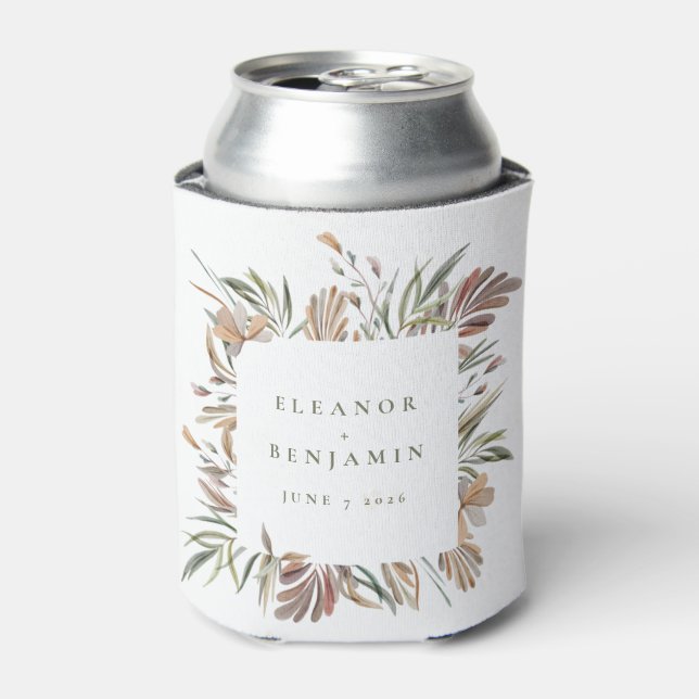 Rafraîchisseur Pour Canette Rustique Botanique Tons de la Terre Mariages Noms  (Can devant)