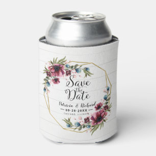 Rafraîchisseur Pour Canette Rustique Chic Bourgogne Mariage Floral Enregistrer