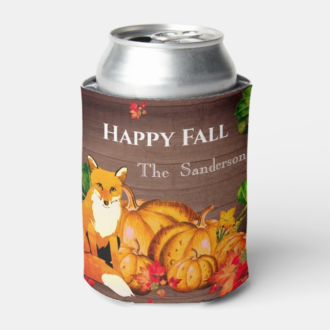 Rafraîchisseur Pour Canette Rustique Orange Fox Citrouille Automne Feuilles d' (Can devant)
