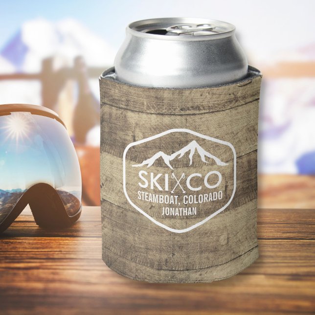 Rafraîchisseur Pour Canette Rustique Ski Mountain Steamboat CO Bois Bière (Créateur téléchargé)
