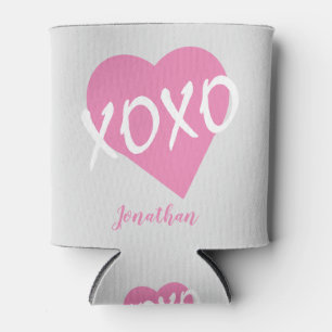 Rafraîchisseur Pour Canette Saint-Valentin Coeur rose embrasse Hugs XOXO Grey